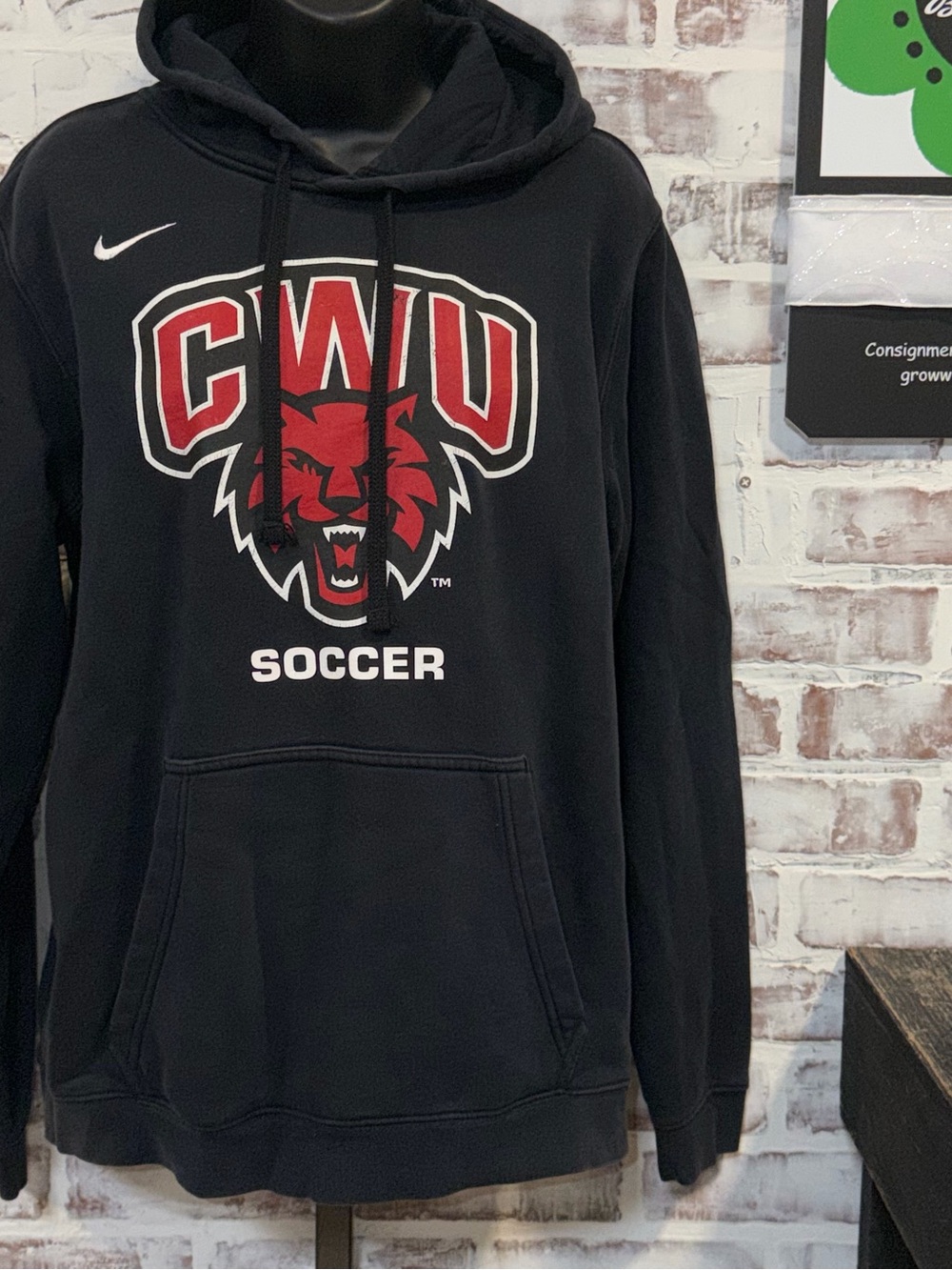Nike Black Hoodie with Red CWU Soccer Logo